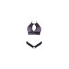 Soutien-gorge bandeau, en dentelle et résille noire et string ouvert 